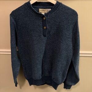 L.L.Bean 90s Style Cotton Henley Sweater – Women’s Medium – Navy